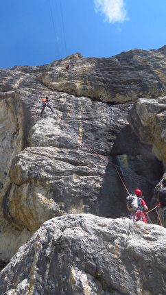 Piccolo Lagazuoi, Dolomiti, Walter Polidori - La via 'Odio la Guerra' al Piccolo Lagazuoi, Dolomiti: L5