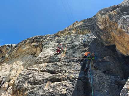Piccolo Lagazuoi, Dolomiti, Walter Polidori - La via 'Odio la Guerra' al Piccolo Lagazuoi, Dolomiti: L5