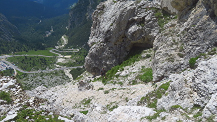 Piccolo Lagazuoi, Dolomiti, Walter Polidori - La via 'Odio la Guerra' al Piccolo Lagazuoi, Dolomiti: L7, uscita
