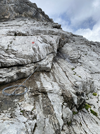 Civetta Dolomiti Via Normale - La Via Normale al Civetta; i tratti attrezzati