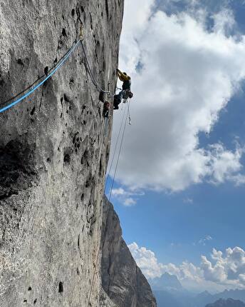 Marmolada, Dolomites, Luca Bana, Massimo Faletti, Bernardo Rivadossi - The first ascent of 'Ego Land' on the south face of Marmolada, Dolomites (Luca Bana, Massimo Faletti, Bernardo Rivadossi 08/2024)