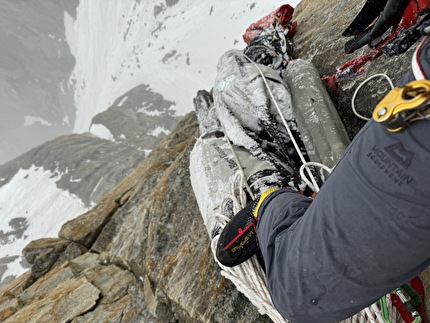 Grand Diedre Desplomando, Trango Tower - 'The worst weather periods were used for hauling.' Grand Diedre Desplomando, Trango Tower (Tomáš Buček, František Bulička, Martin Krasňanský, Michal Mikušinec, summer 2024)