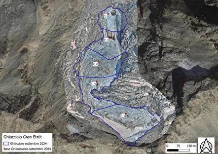 Ghiacciaio del Grand Etret, Valsavarenche - Ghiacciaio del Grand Etret, Valsavarenche: il il modello digitale e l’ortomosaico del ghiacciaio