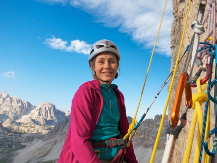 Tre Cime di Lavaredo - Stephanie Bodet sulla via Camillotto Pellesier, Dolomiti