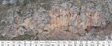 Valle Fredda, Gran Sasso - La relazione della falesia di drytooling Valle Fredda, Gran Sasso