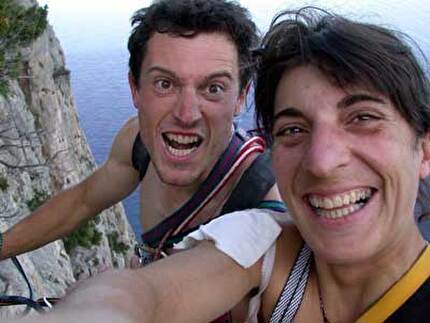 From Valle dell'Orco to Sardinia, Matteo Giglio, Anna Torretta - Selfie of Anna Torretta and Matteo Giglio, after having made the first ascent of Issalada 'e purpos at Orronnoro in Sardinia