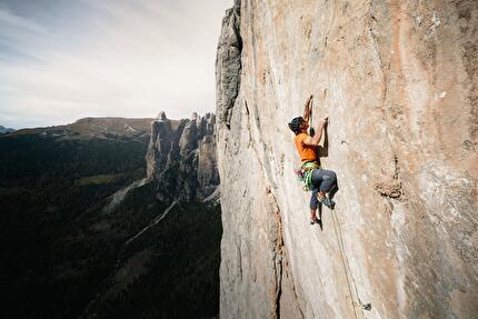Simon Gietl, Torre Trieste, Civetta - Simon Gietl making the first free ascent of 'Blutsbrüder' on Torre Trieste in Civetta, Dolomites, August 2024