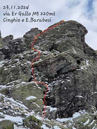 Ponteranica, Val Gerola, Orobie Valtellinesi, Emanuele Barabesi, Cristian Candiotto - L'apertura di 'Er gallo' sull'avancorpo della cima di Ponteranica Occidentale in Val Gerola (Emanuele Barabesi, Cristian Candiotto 23/11/2024)