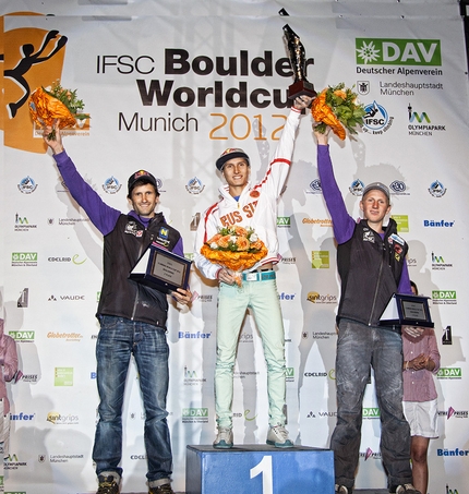 Bouldering World Cup 2012 - The winners of the Bouldering World Cup 2012: Kilian Fischhuber, Rustam Gelmanov and Jakob Schubert