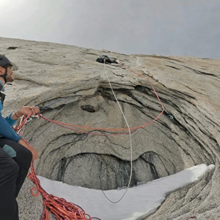 CAI Eagle Team Patagonia 2025, Cerro Pier Giorgio, Gringos Locos - CAI Eagle Team Patagonia 2025: sulla parete nordovest del Cerro Piergiorgio (Matteo Della Bordella, Dario Eynard,  Mirco Grasso 02/2025)