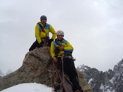 Khane Valley - Nikolay Petkov and Doychin Boyanov on the summit of Levski Peak (5733m) on 14/08/2012.