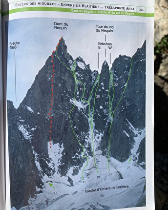 Dent du Requin, Mont Blanc, Tom Livingstone, Rob Smith - The first ascent of 'Shark Attack' on Dent du Requin in the Mont Blanc massif (Tom Livingstone, Rob Smith 4-6/03/2025)