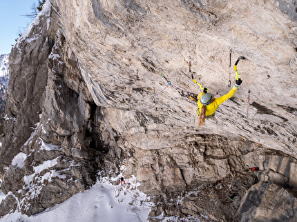 Katie McKinstry Stylos - Katie McKinstry Stylos making the first female ascent of 'Parallel World' in Dolomites, Yaniro style, March 2025