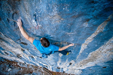 Johannes Hofherr - Johannes Hofherr sending 'Sprengstoff' (9a) at Lorüns, Vorarlberg, Austria
