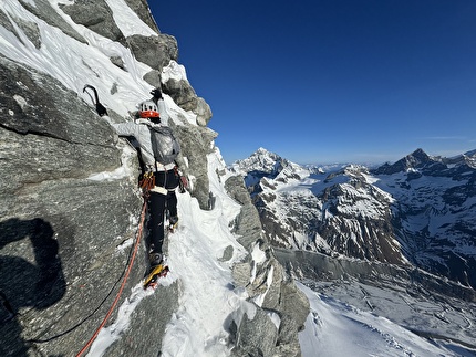 Eiger, Matterhorn, Grandes Jorasses, Benjamin Védrines, Léo Billon - Matterhorn Schmid Route (Benjamin Védrines, Léo Billon 09/04/2025)