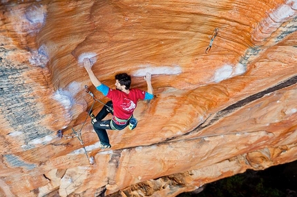 Australia - Kilian Fischhuber climbing Venom 7c, Taipan Wall, Grampians.