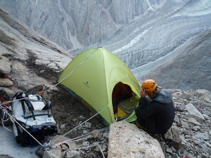Out of reality, Great Trango Tower - New route attempt by Dodo Kopold and Michal Sabovcik. The second bivy below the headwall.