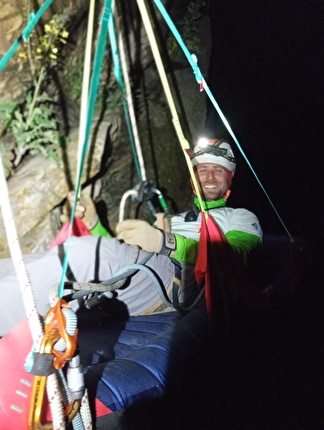 Monte Pesaro, Alpi Apuane - L'apertura di 'Kalipè' al Monte Pesaro nelle Alpi Apuane (Filippo Arigoni, Luca Morosi, Gianluca Pratelli, Giacomo Vannucci)