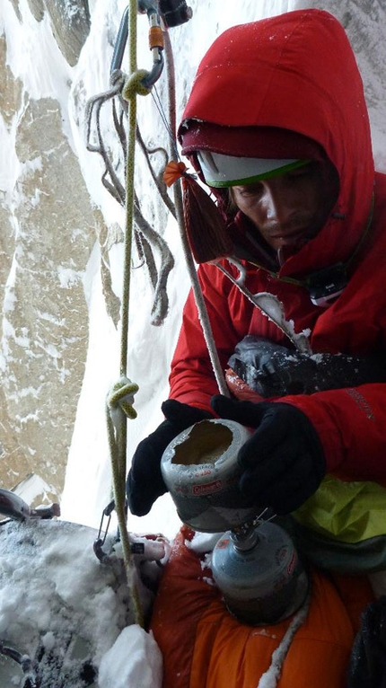 Out of reality, Great Trango Tower - New route attempt by Dodo Kopold and Michal Sabovcik. Dodo after the dissaster night.