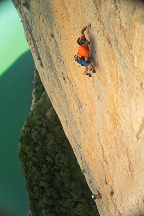 Ed Marin - Edu Marín making the first free ascent of 'Donec Perficiam' (8b+/c) at Montrebei in Spain