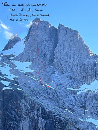 New climb on Pirita Central in Turbio Valley (Patagonia) by Flavie Cardinal, Jasper Pankratz
