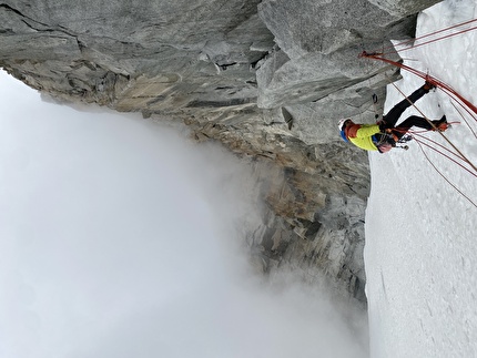 Petit Dru, Monte Bianco, Yanis Cherqaoui, Baptiste Obino, Hugo Peruzzo - L'apertura di 'Le château dans le ciel' sul Petit Dru (Yanis Cherqaoui, Baptiste Obino, Hugo Peruzzo 18-25/06/2025)