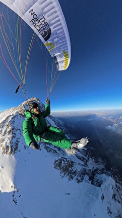 Nanga Parbat, David Göttler, Tiphaine Duperier, Boris Langenstein - David Göttler paragliding off Nanga Parbat having climbed the mountain alpine style with Tiphaine Duperier and Boris Langenstein via the Rupal face