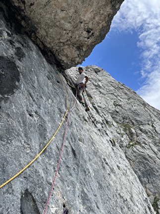Monte Fop, Val Franzedaz, Dolomiti, Federico Dell’Antone, Simone De Toni - L'apertura di 'Verità Nascoste' al Monte Fop in Val Franzedaz, Dolomiti (Federico Dell’Antone, Simone De Toni)