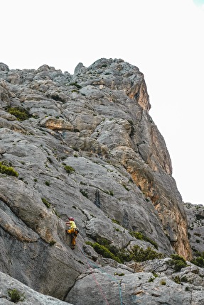 Punta Cusidore, Sardegna - Alberto De Giuli sul primo tiro della via 'L'ombra della mia mano' alla Punta Cusidore, Sardegn