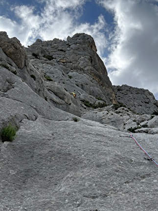 Punta Cusidore, Sardegna - Alberto De Giuli sul secondo tiro della via 'L'ombra della mia mano' alla Punta Cusidore, Sardegna