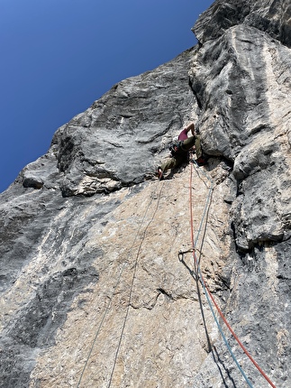 Monte Fop, Val di Franzedaz, Dolomiti, Federico Dell’Antone, Matteo Dagai, Federico Negri - L'apertura di 'Arcoboan' al Monte Fop in Val di Franzedaz, Dolomiti (Federico Dell’Antone, Matteo Dagai, Federico Negri 2022-2024)