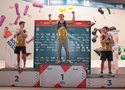 Rock Master 2025 - Podio maschile: 1 Yannick Flohé 2 Hannes Van Duysen 3 Filip Schenk