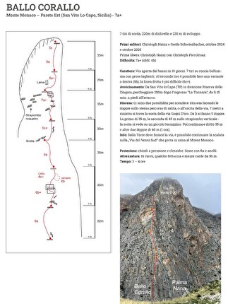 Monte Monaco, San Vito Lo Capo, Sicilia, Christoph Hainz, Gerda Schwienbacher - La relazione di 'Ballo Corallo' sul Monte Monaco, San Vito Lo Capo, Sicilia (Christoph Hainz, Gerda Schwienbacher, 10/2024 & 10/2025)