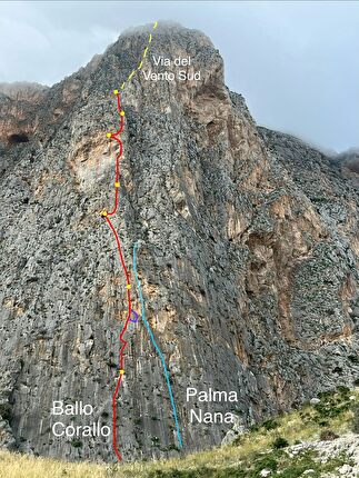 Monte Monaco, San Vito Lo Capo, Sicilia, Christoph Hainz, Gerda Schwienbacher - Il tracciato di 'Ballo Corallo' sul Monte Monaco, San Vito Lo Capo, Sicilia (Christoph Hainz, Gerda Schwienbacher, 10/2024 & 10/2025)