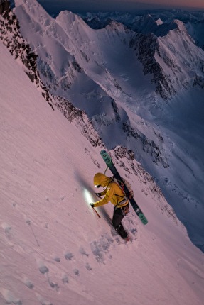 Aoraki / Mt Cook New Zealand, Ross Hewitt, Will Rowntree, Sam Smoothy - Will Rowntree making the first ski descent of the 'Jones Route' on the east face of Aoraki / Mt Cook, New Zealand on 01/11/2025