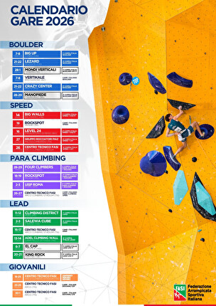 Calendario 2026 gare arrampicata sportiva