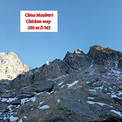 Cima Maubert, Valle Gesso Alpi Marittime, Matteo Cavallo, Paolo Cavallo - La via di misto 'Chicken Way' alla parete Nord della Cima Maubert (2865m) in Valle Gesso (Matteo Cavallo, Paolo Cavallo 23/11/2024)