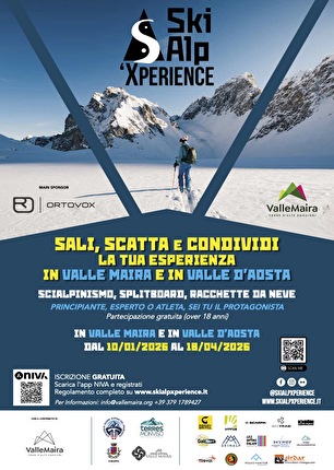 Locandina di SkiAlp’Xperience 2026 - Dal 10 gennaio al 18 aprile 2026 si terrà la sesta edizione consecutiva di SkiAlp’Xperience