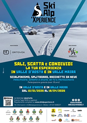 Locandina di SkiAlp’Xperience 2026 - Dal 10 gennaio al 18 aprile 2026 si terrà la sesta edizione consecutiva di SkiAlp’Xperience