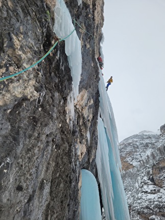 Val Travenanzes, Dolomiti, Diego Mabboni, Emanuele Svaluto Ferro - L'apertura di 'Non disturbate il faraone', Val Travenanzes, Dolomiti (Diego Mabboni, Emanuele Svaluto Ferro, 14/02/2025)