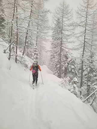 Val Travenanzes, Dolomiti, Diego Mabboni, Emanuele Svaluto Ferro - L'apertura di 'Non disturbate il faraone', Val Travenanzes, Dolomiti (Diego Mabboni, Emanuele Svaluto Ferro, 14/02/2025)