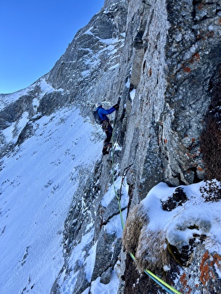 Schutzengelweg, Sagwand, Valsertal, Martin Sieberer, Lukas Waldner - Martin Sieberer and Lukas Waldner making the first winter ascent of 'Schutzengelweg' on the north face of Sagwandspitze in the Valsertal, Austria, on 20/01/2026 Schutzengelweg, Sagwand, Valsertal, Martin Sieberer, Lukas Waldner - Martin Sieberer and Lukas Waldner making the first winter ascent of 'Schutzengelweg' on the north face of Sagwandspitze in the Valsertal, Austria, on 20/01/2026