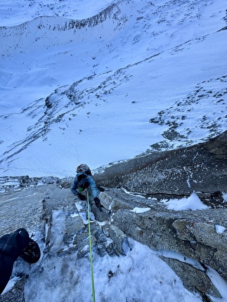 Schutzengelweg, Sagwand, Valsertal, Martin Sieberer, Lukas Waldner - Martin Sieberer and Lukas Waldner making the first winter ascent of 'Schutzengelweg' on the north face of Sagwandspitze in the Valsertal, Austria, on 20/01/2026 Schutzengelweg, Sagwand, Valsertal, Martin Sieberer, Lukas Waldner - Martin Sieberer and Lukas Waldner making the first winter ascent of 'Schutzengelweg' on the north face of Sagwandspitze in the Valsertal, Austria, on 20/01/2026