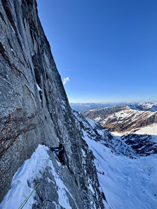 Schutzengelweg, Sagwand, Valsertal, Martin Sieberer, Lukas Waldner - Martin Sieberer and Lukas Waldner making the first winter ascent of 'Schutzengelweg' on the north face of Sagwandspitze in the Valsertal, Austria, on 20/01/2026 Schutzengelweg, Sagwand, Valsertal, Martin Sieberer, Lukas Waldner - Martin Sieberer and Lukas Waldner making the first winter ascent of 'Schutzengelweg' on the north face of Sagwandspitze in the Valsertal, Austria, on 20/01/2026