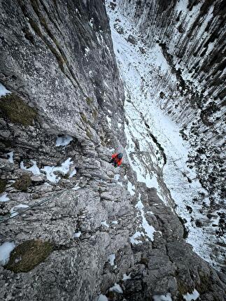Laserz, Austria, Simon Gietl, Vittorio Messini - The first ascent of 'Out of the Dark' on the north face of Laserz, Lienzer Dolomites, Austria (23/01/2026 Simon Gietl, Vittorio Messini) Laserz, Austria, Simon Gietl, Vittorio Messini - The first ascent of 'Out of the Dark' on the north face of Laserz, Lienzer Dolomites, Austria (23/01/2026 Simon Gietl, Vittorio Messini)