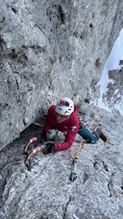 Tête aux Chamois, Switzerland, Melanie Grünwald,Fay Manners - Fay Manners and Melanie Grünwald making the first ascent of 'Elles Aussi' on the north face of Tête aux Chamois, Switzerland, January 2026