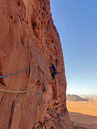 Wadi Rum, Jordan, Nate Mankovich, Manuel López, Alvaro Vernich - The first ascent of 'Yantibih Lak' on the west face of Jebel Kazhali in Wadi Rum, Jordan (Nate Mankovich, Manuel López, Alvaro Vernich 31/01, 01/02/2026)