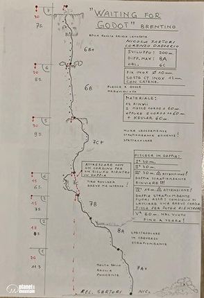 Monte Cimo, Val d’Adige, Lorenzo d’Addario, Nicola Sartori - La relazione di 'Waiting for Godot' al Sass Mesdì del Monte Cimo in Val d’Adige (Lorenzo d’Addario, Nicola Sartori)