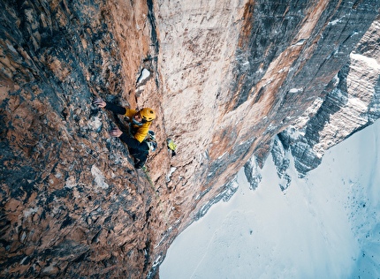 Simon Gietl in solitaria invernale su Das Phantom der Zinne alle Tre Cime di Lavaredo