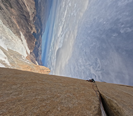 Cerro Chaltén, Fitz Roy, Patagonia, Tasio Martín, Sean Villanueva O'Driscoll - Tasio Martín & Sean Villanueva O'Driscoll making the first free ascent of 'Pilar Este' on Cerro Chaltén (Fitz Roy) in Patagonia (6-8/03/2026)